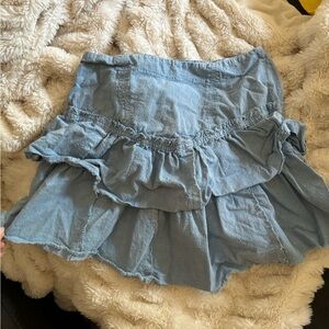 Free People Ruffles in the Sand Skirt- Baby Blue